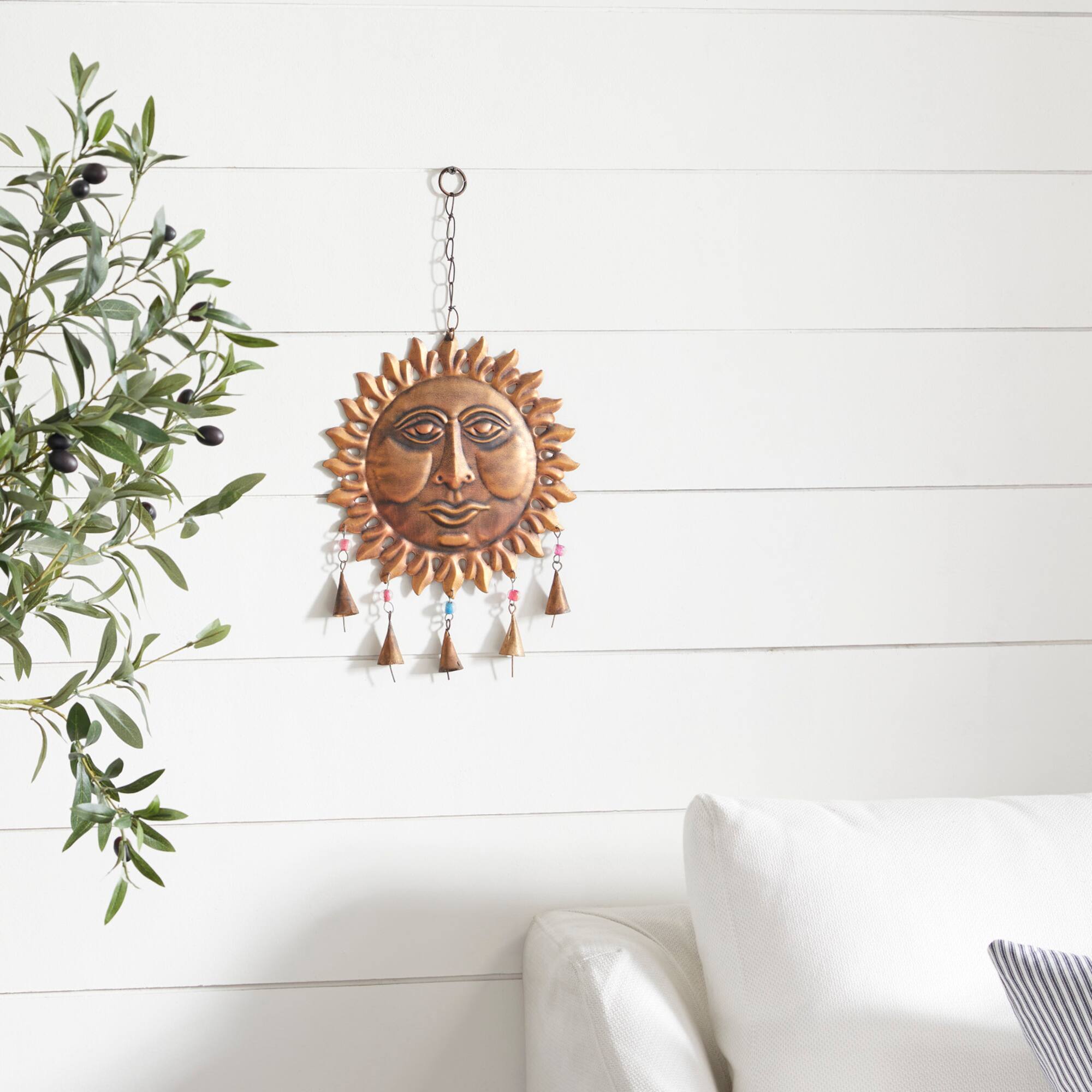 19" Brown Metal Eclectic Sun Wind Chime
